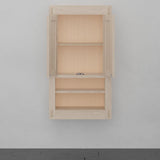 36" Mission Unfinished Red Oak Wall-Mount Linen Cabinet