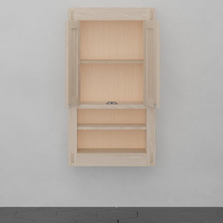 36" Mission Unfinished Red Oak Wall-Mount Linen Cabinet