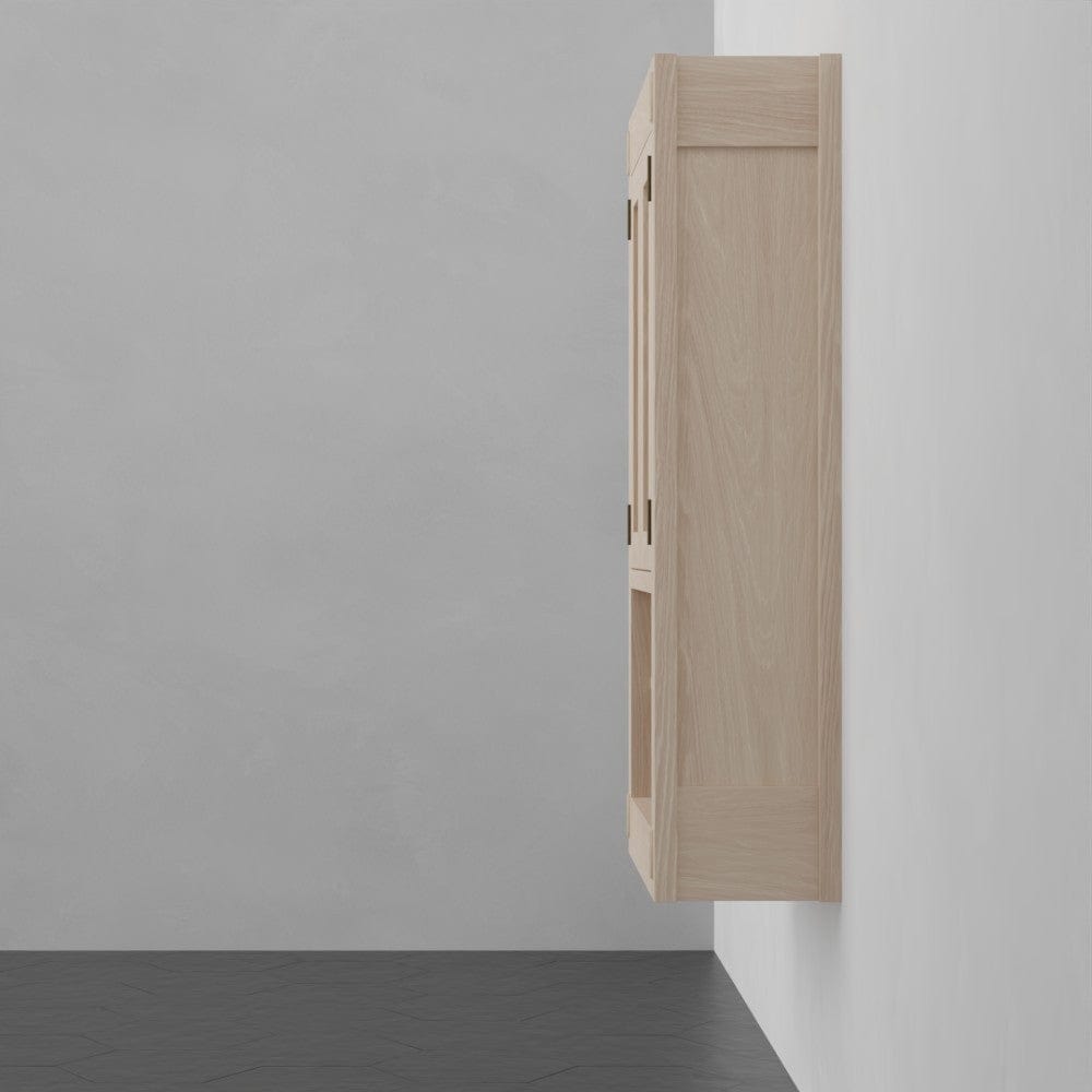 36" Mission Unfinished Red Oak Wall-Mount Linen Cabinet
