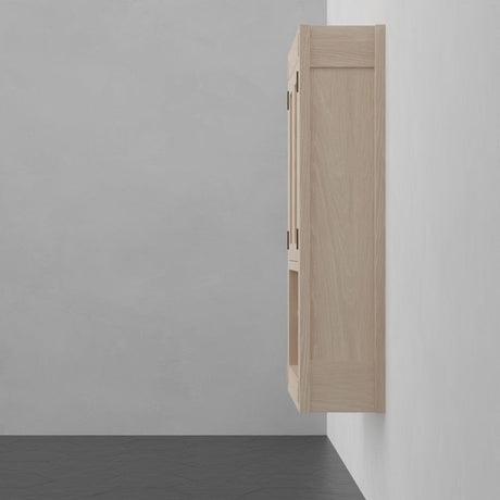 36" Mission Unfinished Red Oak Wall-Mount Linen Cabinet