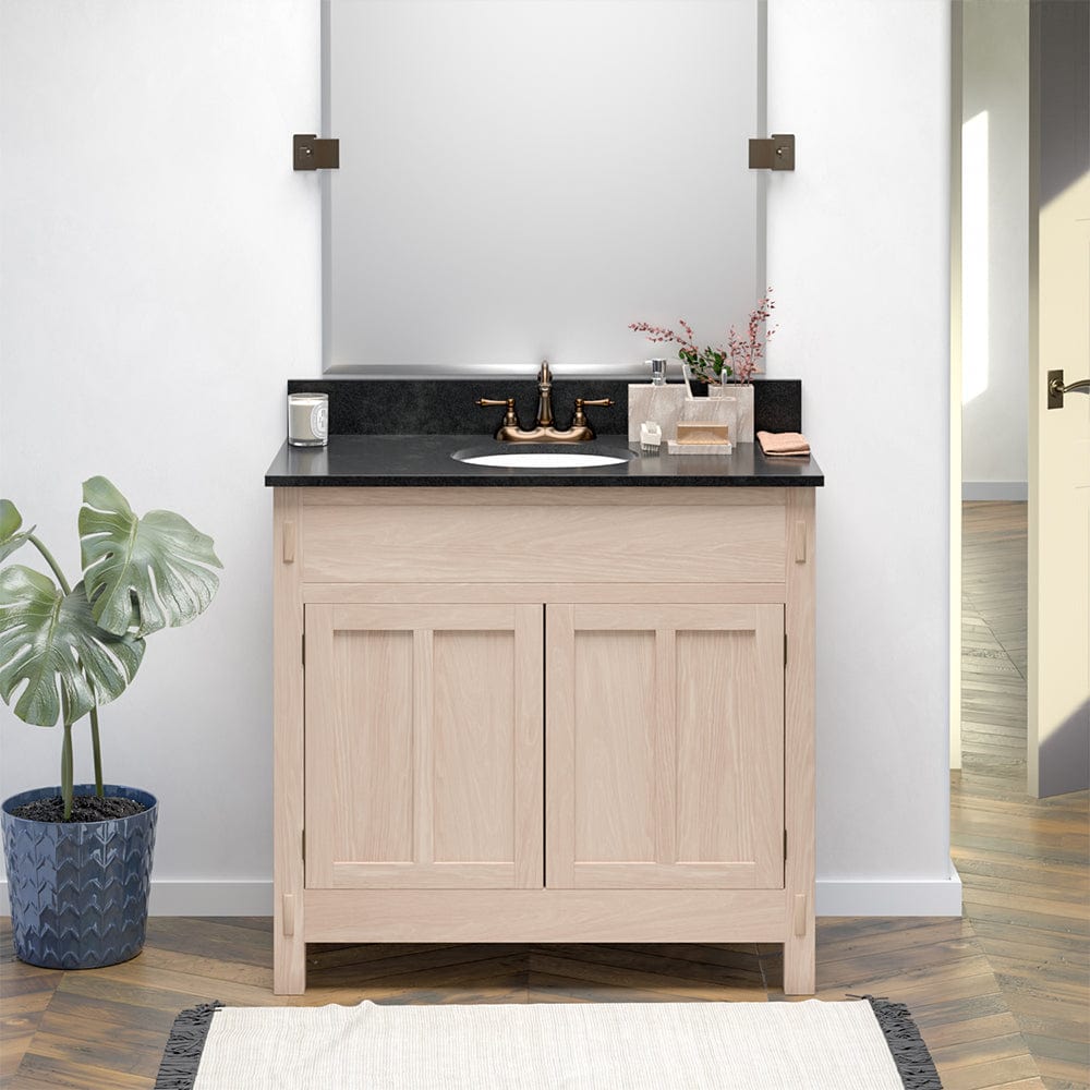 36" Narrow Mission Unfinished Red Oak Vanity for Undermount Sink - 34" Height