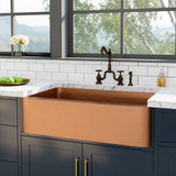 36" Sinclair Hammered Copper Single-Bowl Farmhouse Sink
