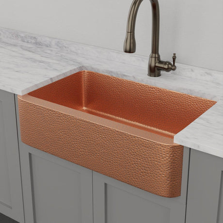 36" Sinclair Hammered Copper Single-Bowl Farmhouse Sink