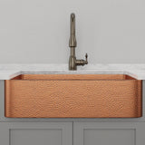 36" Sinclair Hammered Copper Single-Bowl Farmhouse Sink