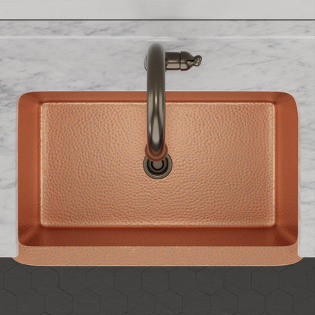 36" Sinclair Hammered Copper Single-Bowl Farmhouse Sink