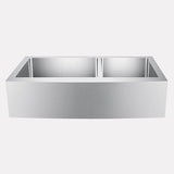 36" Sipsey Stainless Steel 60/40 Offset Double-Bowl Farmhouse Sink - Curved Apron