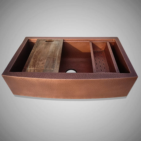 36" Sloane Hammered Copper Workstation Farmhouse Sink