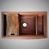 36" Sloane Hammered Copper Workstation Farmhouse Sink