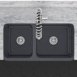 36" Smyrna Smooth Polished Blue Gray Granite 60/40 Offset Double-Bowl Farmhouse Sink