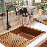 36" Soledad Hammered Copper Single-Bowl Drop-In Kitchen Sink