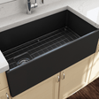 36" Spanson Fireclay Single-Bowl Farmhouse Sink with Offset Drain
