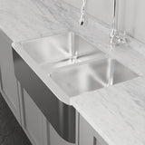 36" Talbert 60/40 Double-Bowl Stainless Steel Farmhouse Sink - Polished Hammered Steel