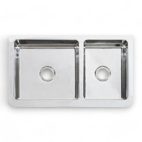 36" Talbert 60/40 Double-Bowl Stainless Steel Farmhouse Sink - Polished Hammered Steel