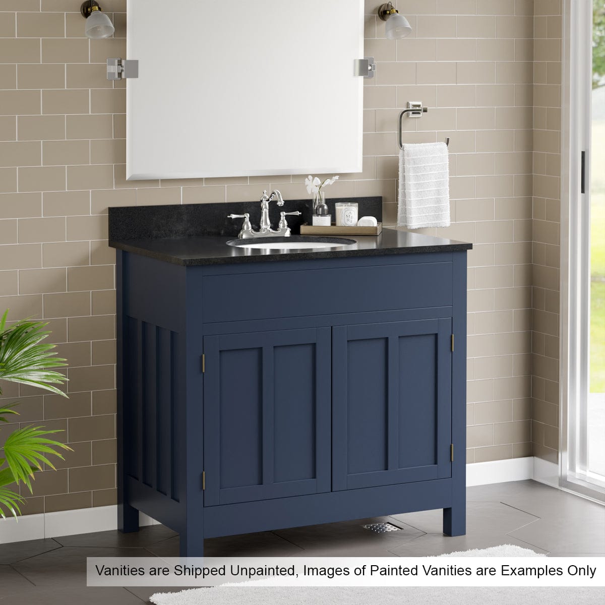 36" Unpainted Shaker Style Poplar Wood Vanity for Undermount Sink - 34" Height