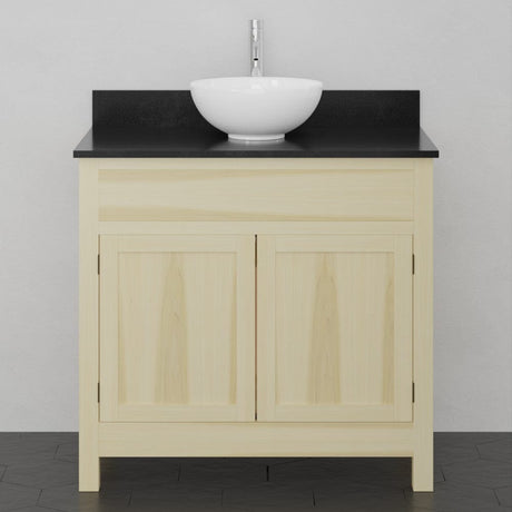 36" Unpainted Shaker Style Poplar Wood Vanity for Vessel Sink - 34" Height