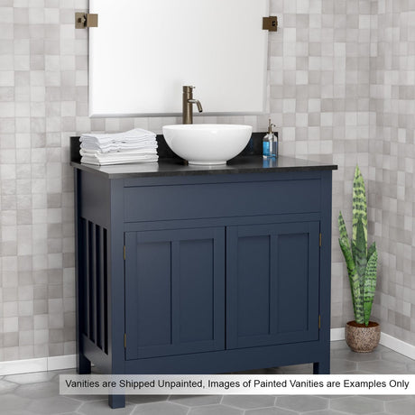 36" Unpainted Shaker Style Poplar Wood Vanity for Vessel Sink - 34" Height