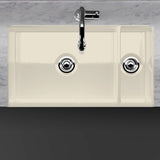 36" Upton Fireclay Decorative Lip 80/20 Offset Double-Bowl Farmhouse Sink