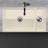 36" Upton Fireclay Decorative Lip 80/20 Offset Double-Bowl Farmhouse Sink