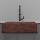 36" Verdin Single Bowl Hammered Copper Farmhouse Sink - Antique Copper Interior with Dark Copper Exterior