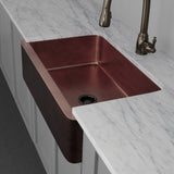 36" Verdin Single Bowl Hammered Copper Farmhouse Sink - Antique Copper Interior with Dark Copper Exterior