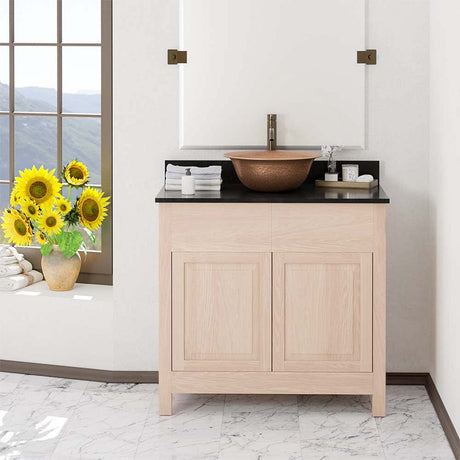 36" Vippis Unfinished Red Oak Raised Panel Vanity for Vessel Sink - 34" Height