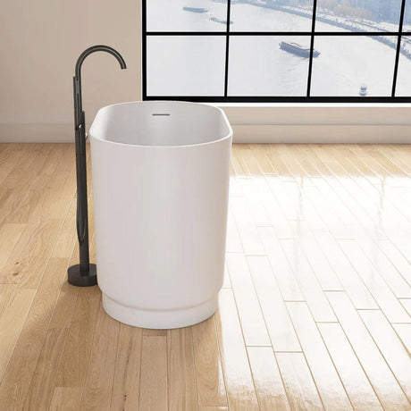 39'' Tatara Freestanding Tub Solid Surface Soaking Bathtub with Seat