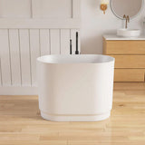 39'' Tatara Freestanding Tub Solid Surface Soaking Bathtub with Seat