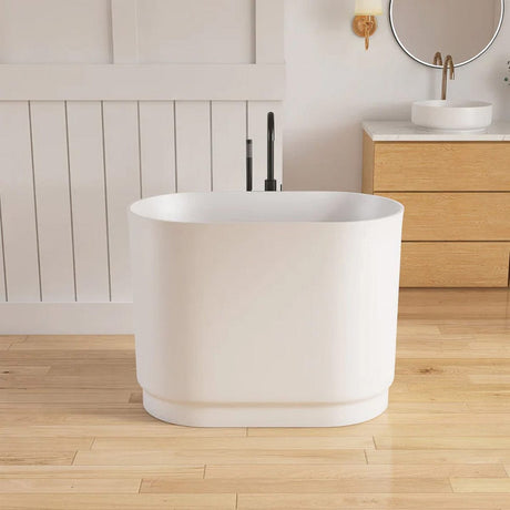 39'' Tatara Freestanding Tub Solid Surface Soaking Bathtub with Seat