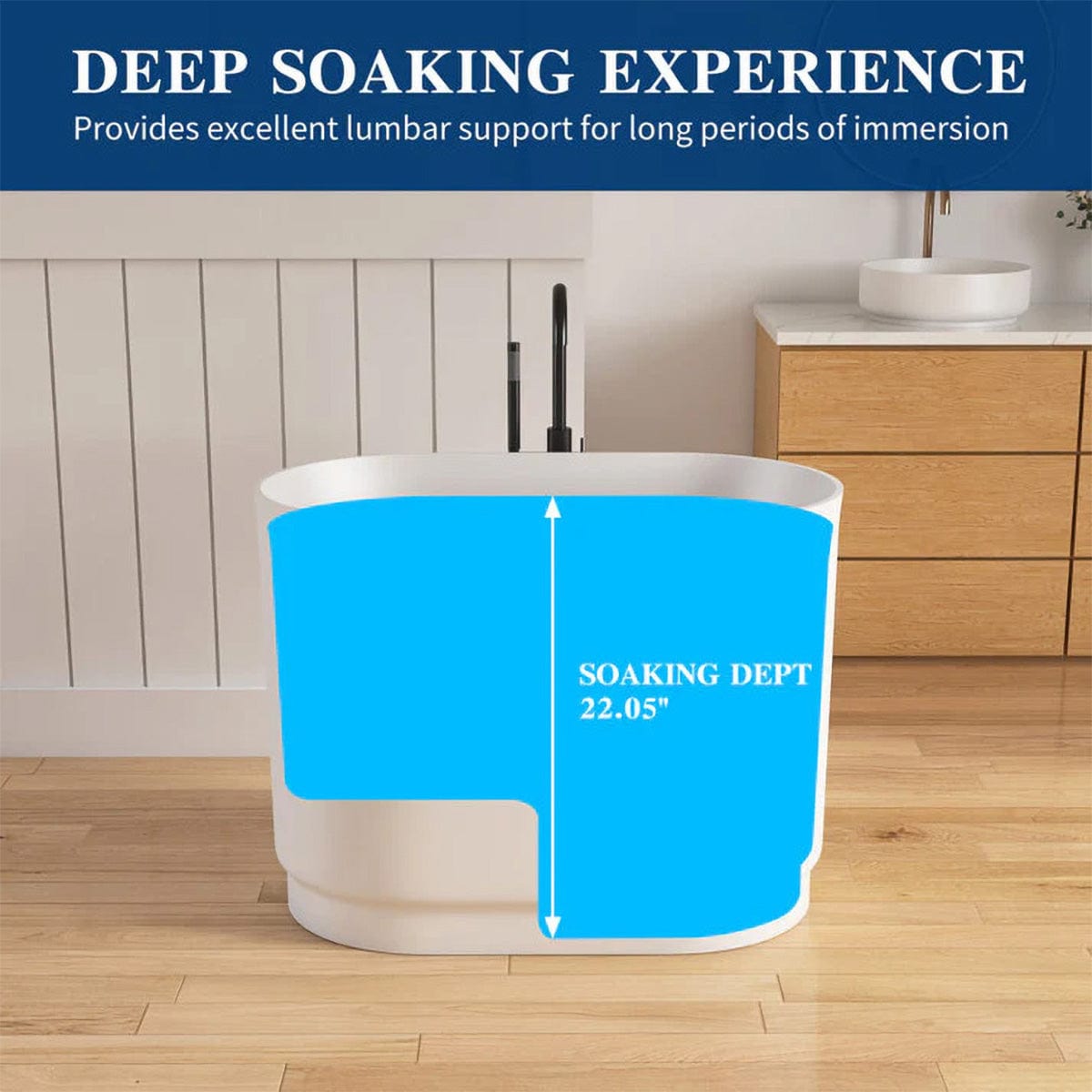 39'' Tatara Freestanding Tub Solid Surface Soaking Bathtub with Seat