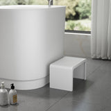 39" Akio Solid Surface Stone Resin Japanese Oval Soaking Bathtub with Integral Seat