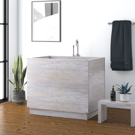 39" Hurley Handcrafted Natural Wood Japanese Soaking Tub