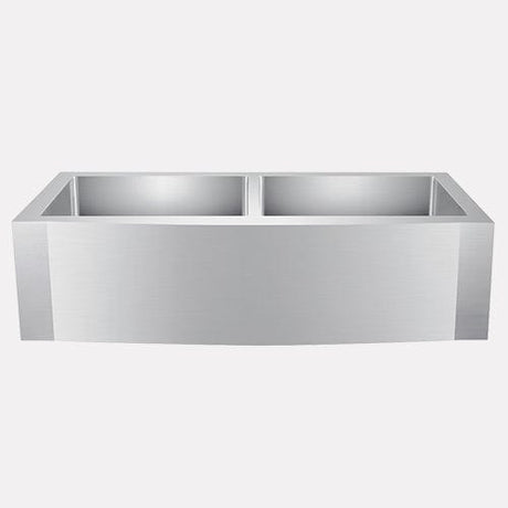 39" Pinson Stainless Steel Double-Bowl Farmhouse Sink - Rippled Apron