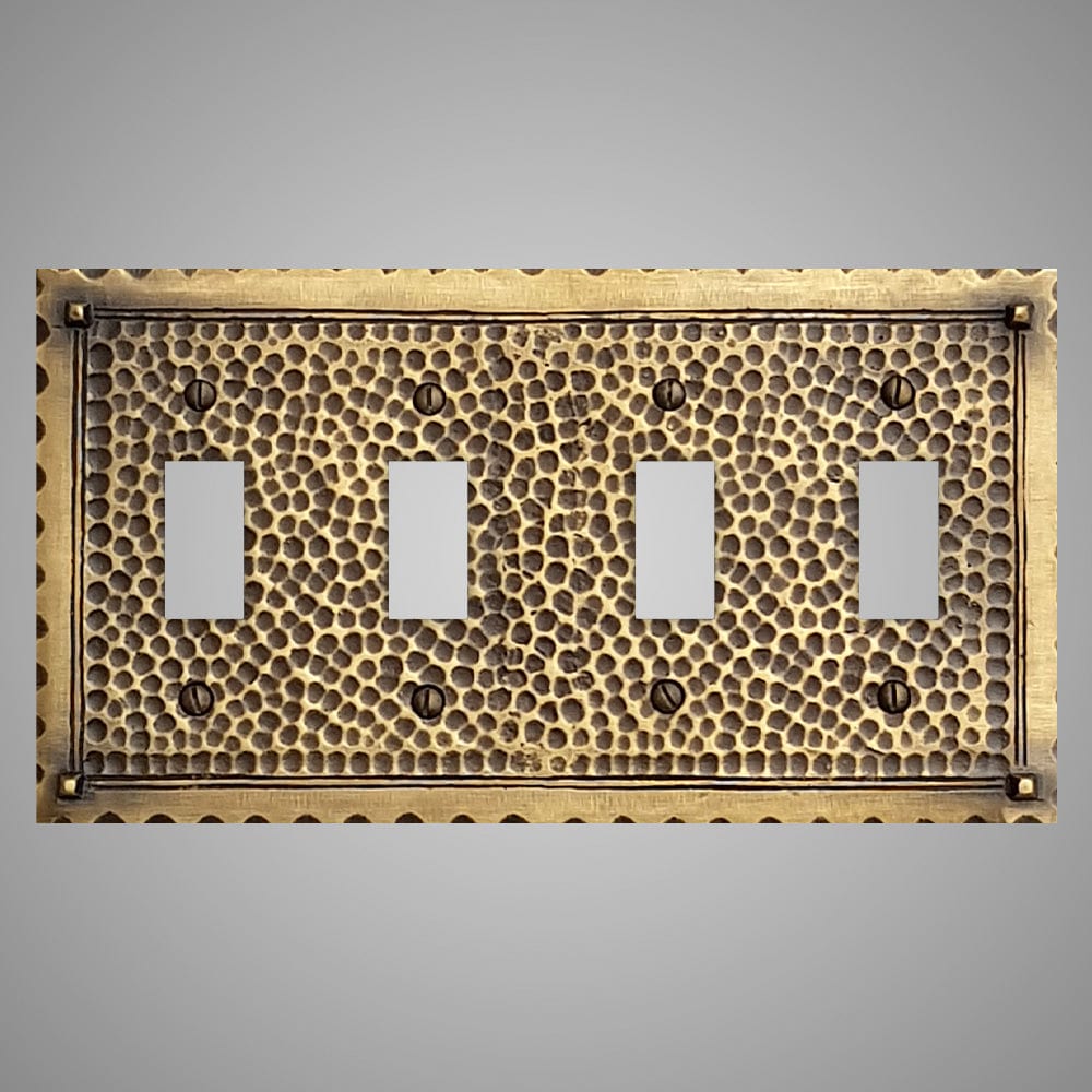 4 Gang Toggle Wall Switch Plate - Hammered Design