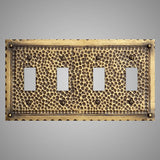 4 Gang Toggle Wall Switch Plate - Hammered Design