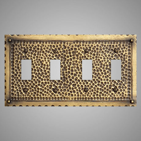 4 Gang Toggle Wall Switch Plate - Hammered Design
