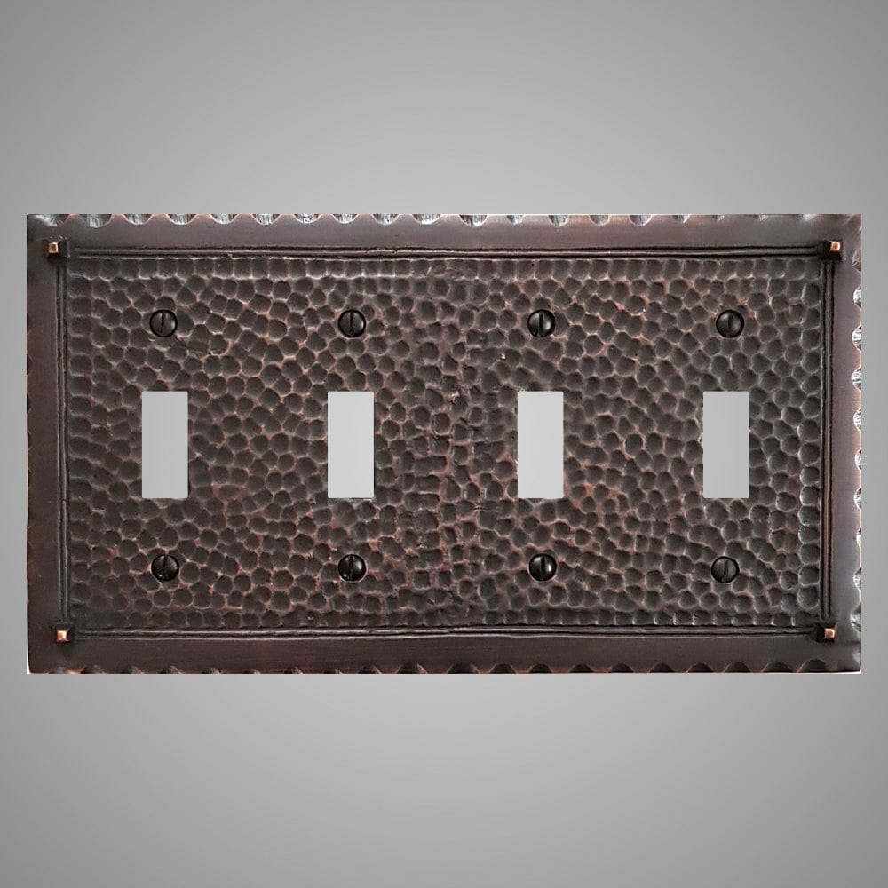 4 Gang Toggle Wall Switch Plate - Hammered Design