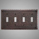 4 Gang Toggle Wall Switch Plate - Hammered Design