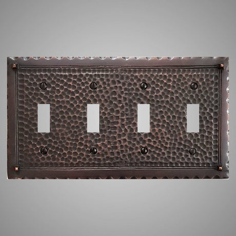 4 Gang Toggle Wall Switch Plate - Hammered Design