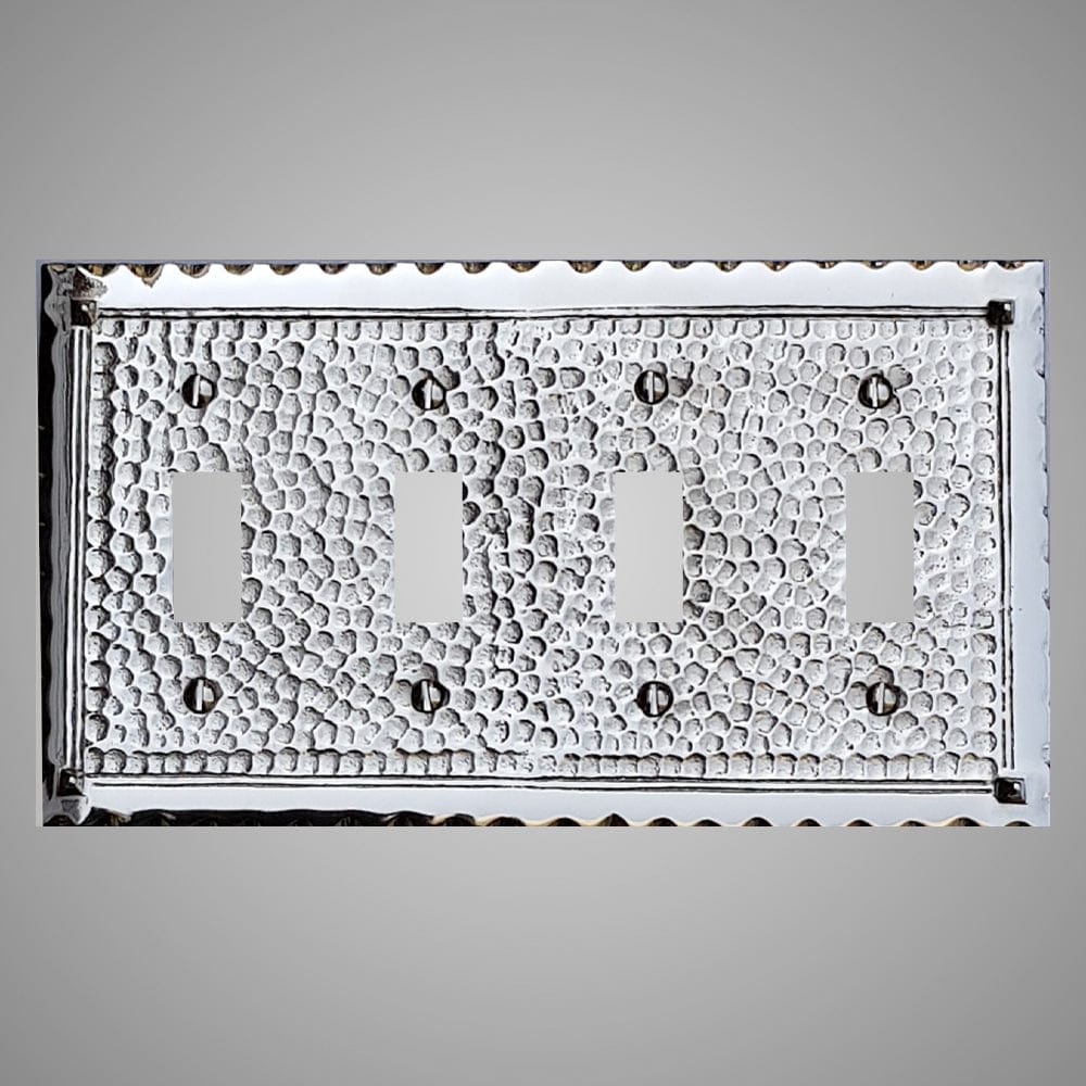 4 Gang Toggle Wall Switch Plate - Hammered Design