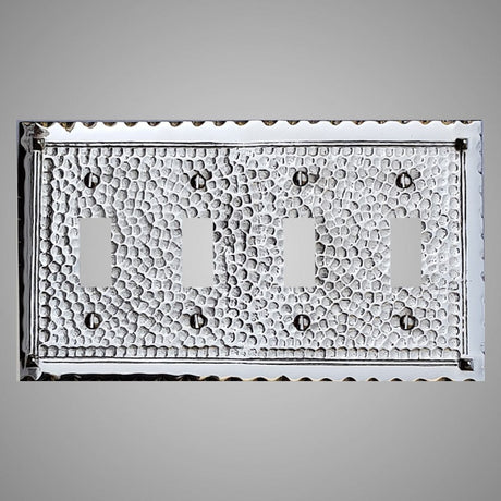 4 Gang Toggle Wall Switch Plate - Hammered Design