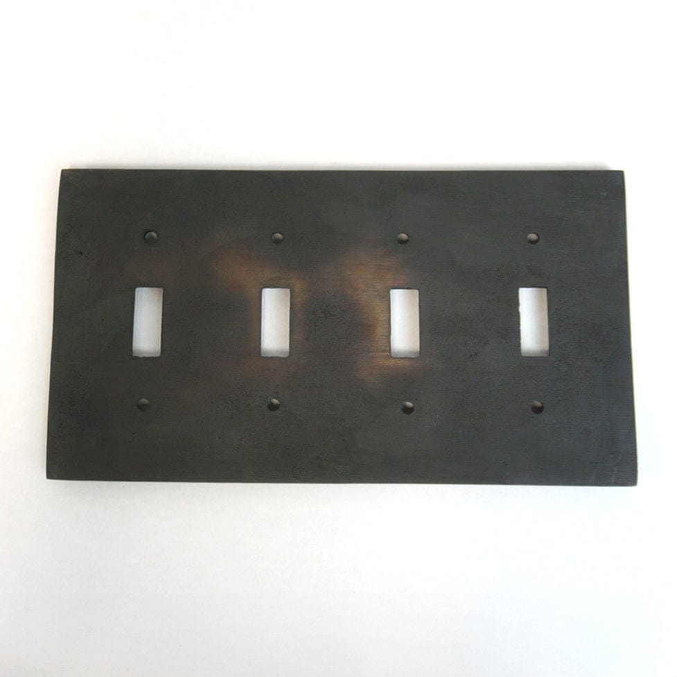 4 Gang Toggle Wall Switch Plate - Hammered Design