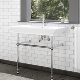 40" Cankton Fireclay Console Bathroom Sink with Brass Stand