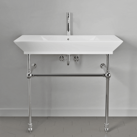 40" Cankton Fireclay Console Bathroom Sink with Brass Stand