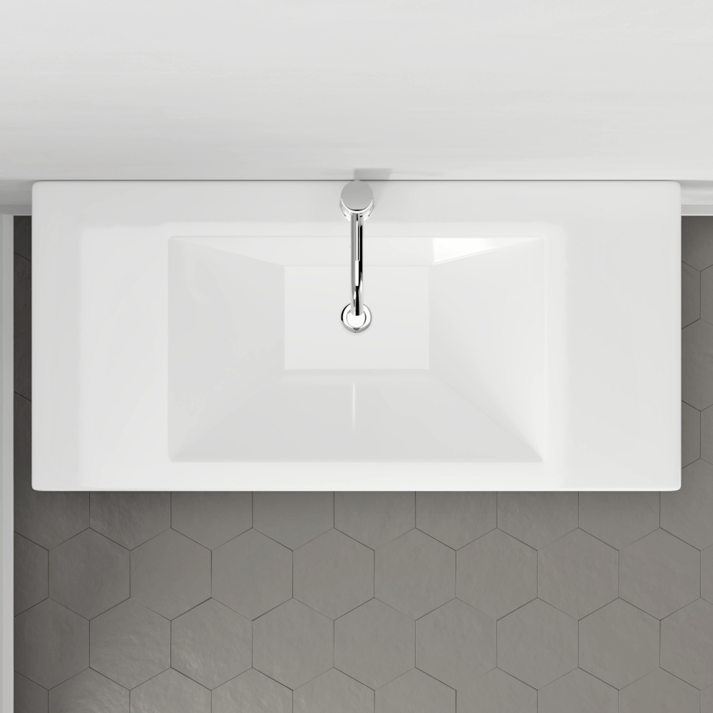 40" Cankton Fireclay Console Bathroom Sink with Brass Stand