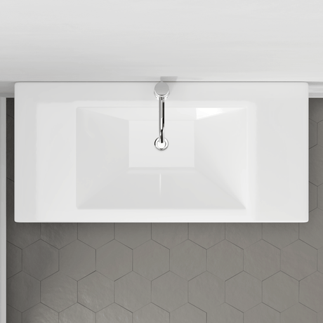 40" Cankton Fireclay Console Bathroom Sink with Brass Stand