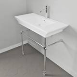 40" Cankton Fireclay Console Bathroom Sink with Brass Stand