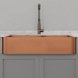 42" Dolton Smooth Copper 60/40 Offset Double-Bowl Farmhouse Sink
