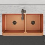 42" Dolton Smooth Copper 60/40 Offset Double-Bowl Farmhouse Sink
