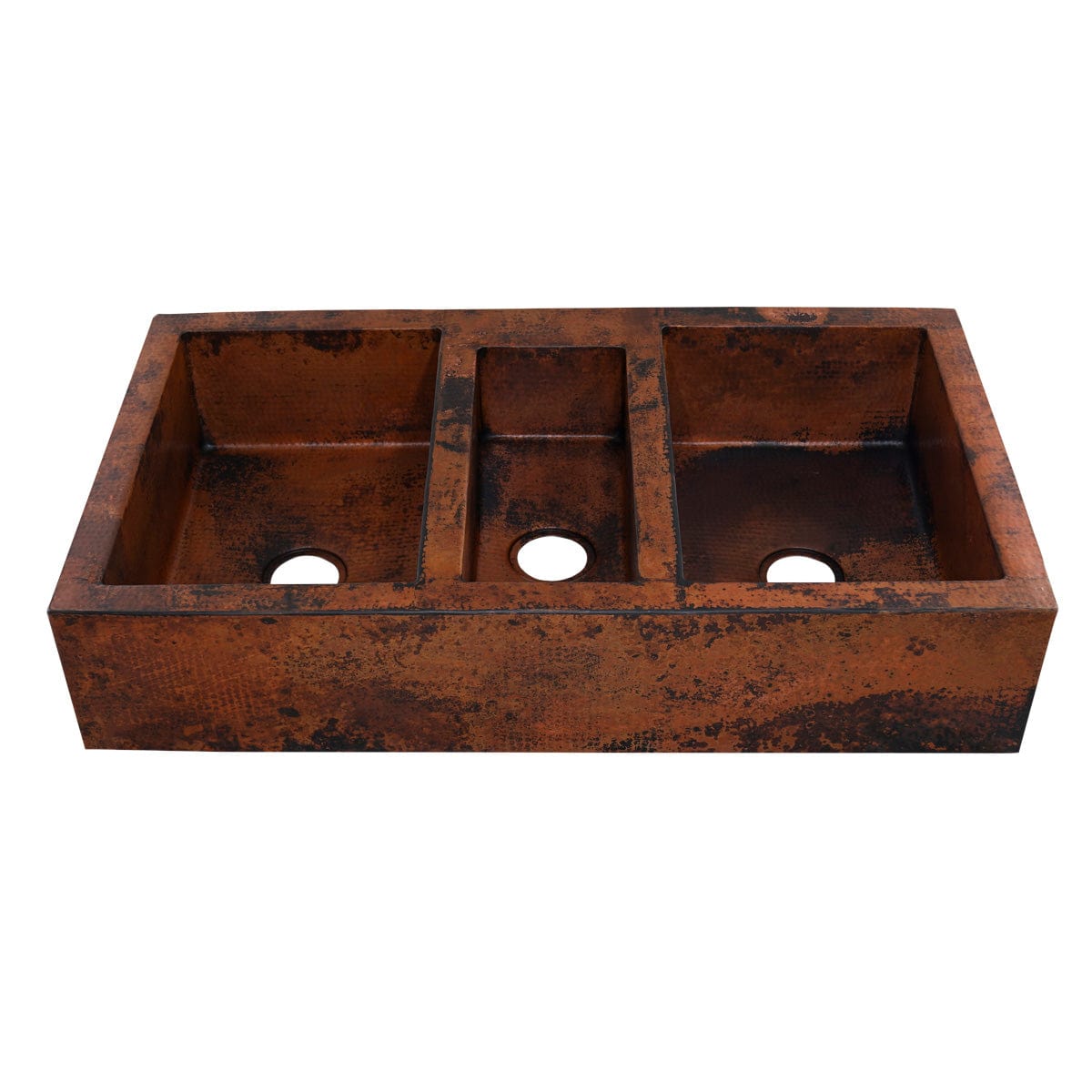 42" Gelsorp Hammered Copper Triple-Bowl Farmhouse Sink - Extra-Wide