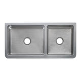42" Glenway 60/40 Double-Bowl Stainless Steel Farmhouse Sink - Matte Hammered Steel